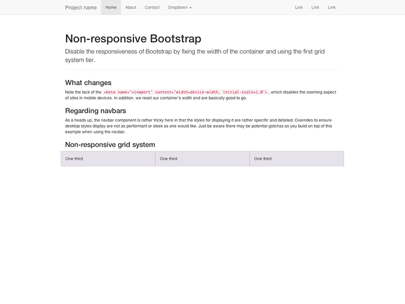 Beispiel: Nicht-responsives Bootstrap